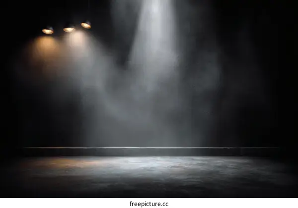 Dark Studio Background with Spotlights and Concrete Floor