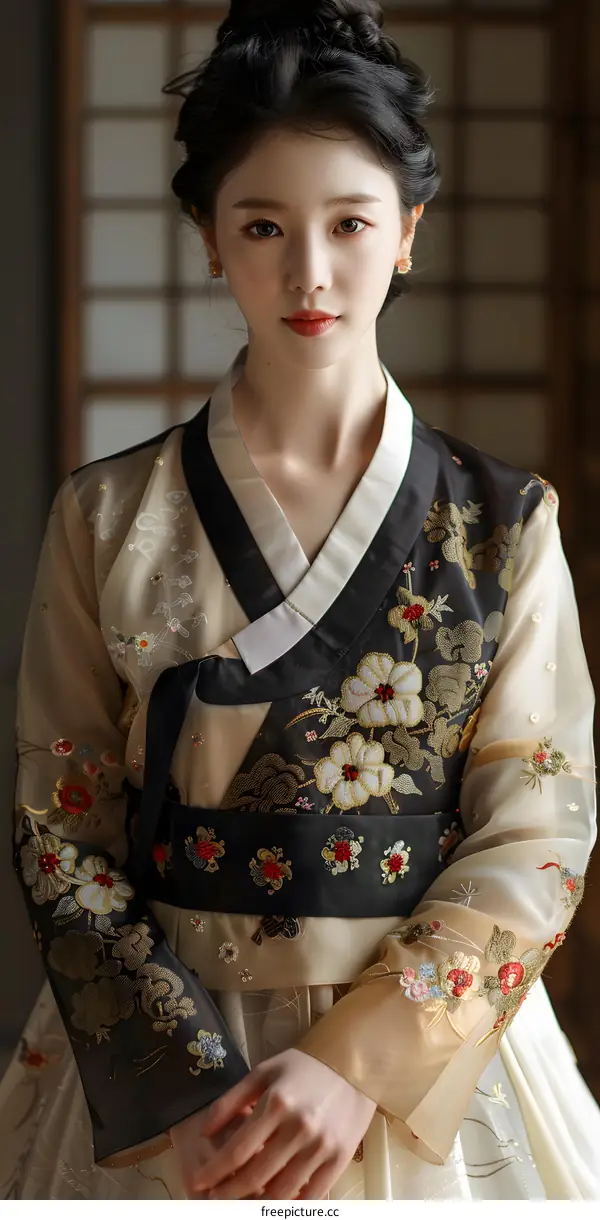 Portrait of a young Korean woman in Hanbok