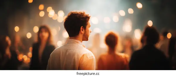 Crowd at a Festive Event with a Centered Figure