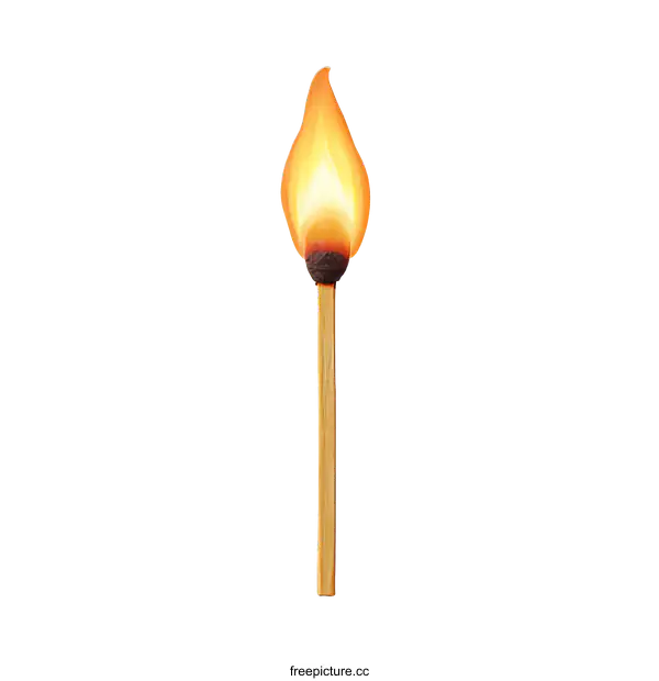 [Transparent Background PNG]Burning Matchstick Isolated on White Background