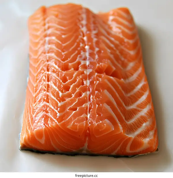 Fresh Salmon Fillet on White Background