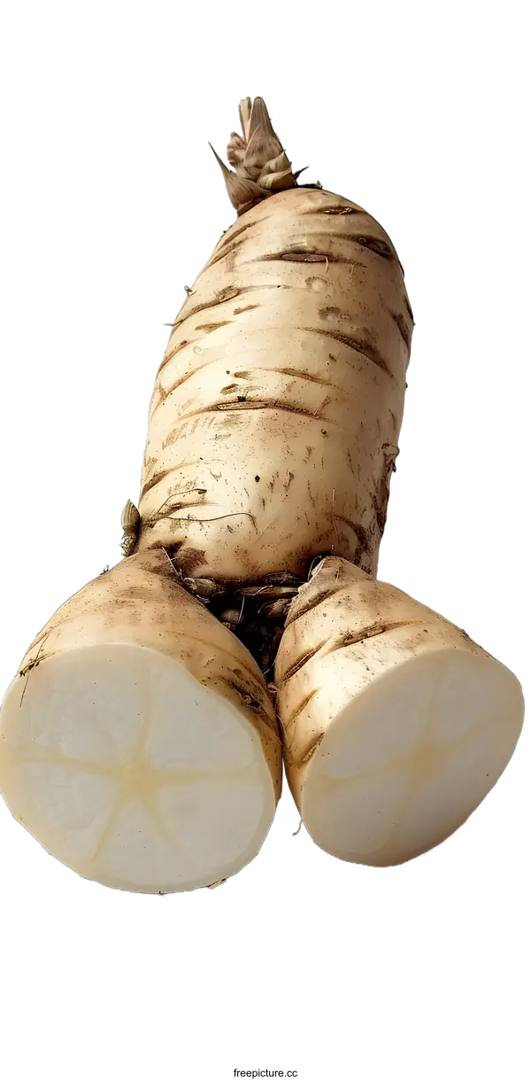 [Transparent Background PNG]Close Up of Cut Fresh Galangal Root