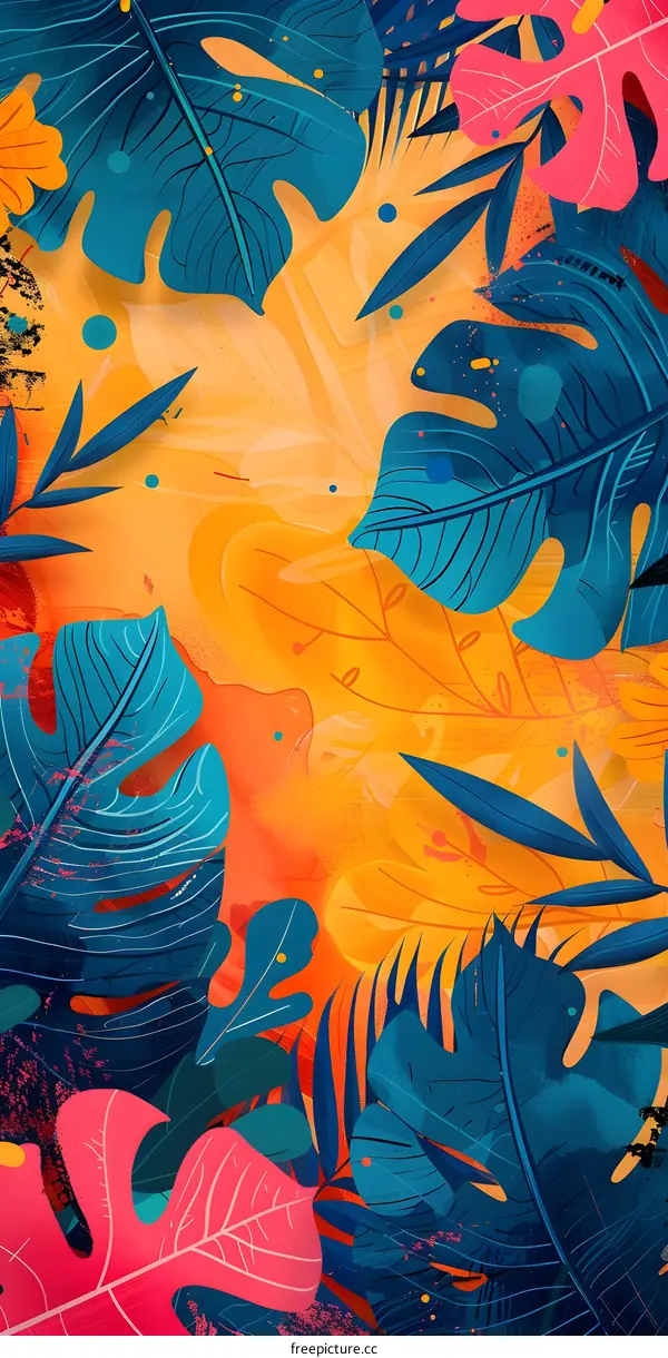 vibrant colorful tropical leaves background