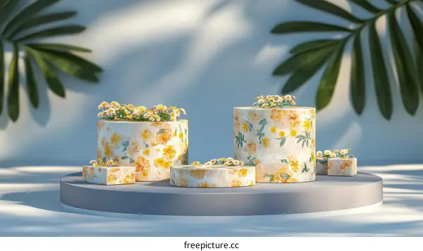 Floral Decorated Cakes on Display