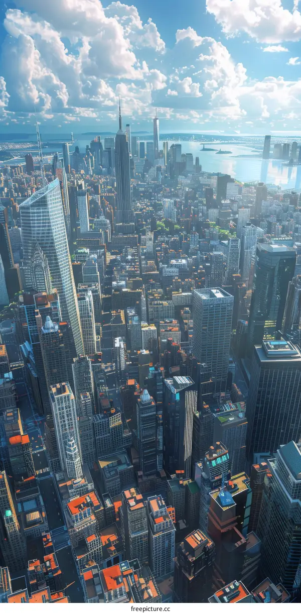 New York City with Hudson River and Statue of Liberty