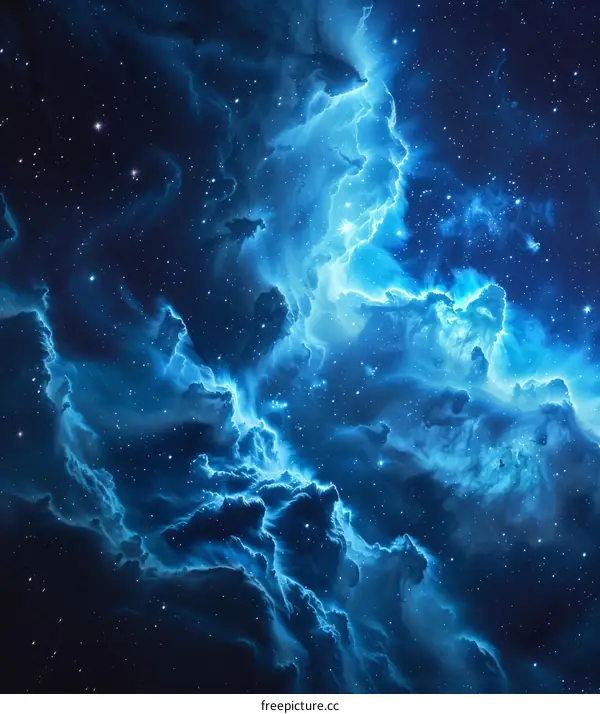 Glowing Blue Nebula in Space