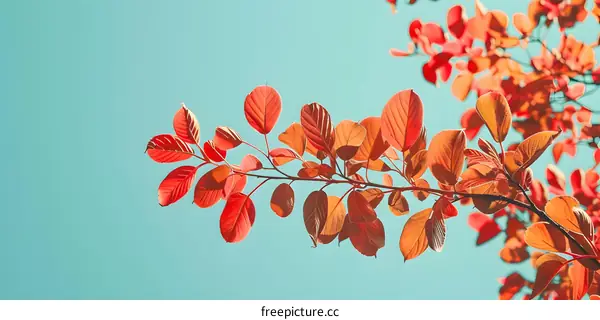 Red Leaves Against Blue Sky