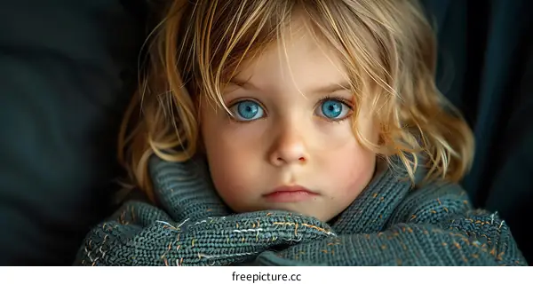 Portrait of a young girl with blue eyes