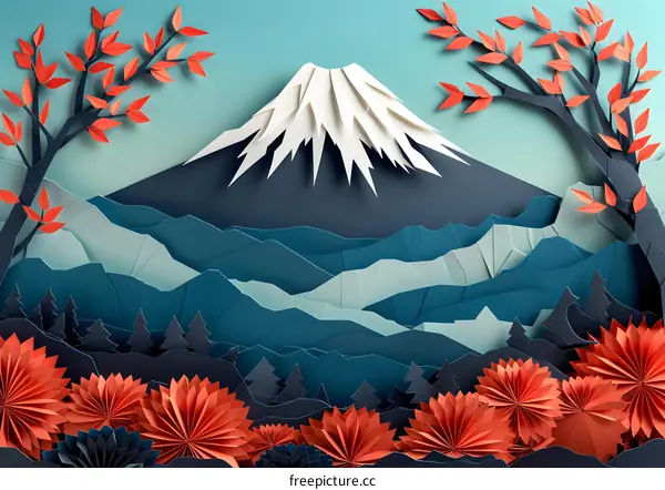Papercraft Mountain Landscape