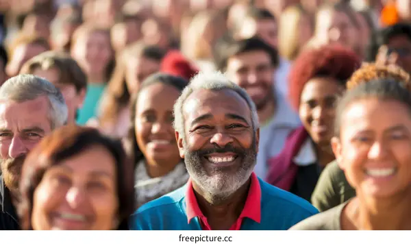 Happy Crowd of People of Different Nationalities