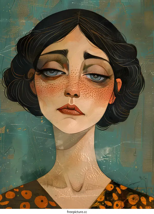 portrait of a sad woman with freckles