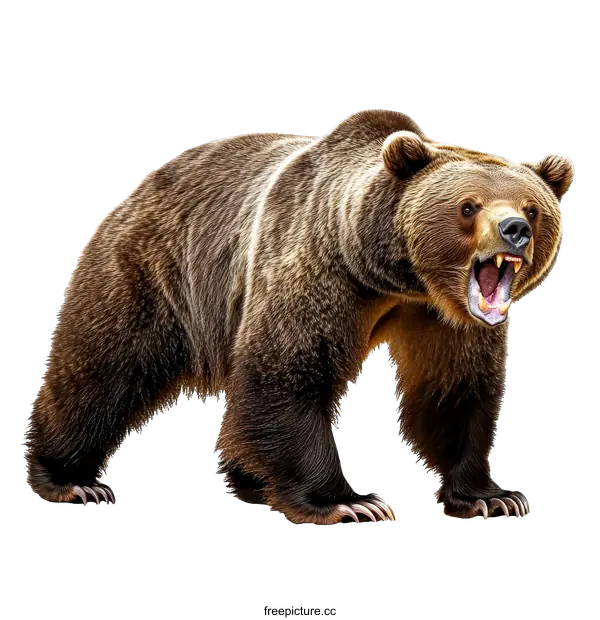 [Transparent Background PNG]Powerful Grizzly Bear in Full Stride