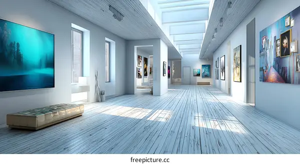 Modern Gallery Interior with Artwork Collection