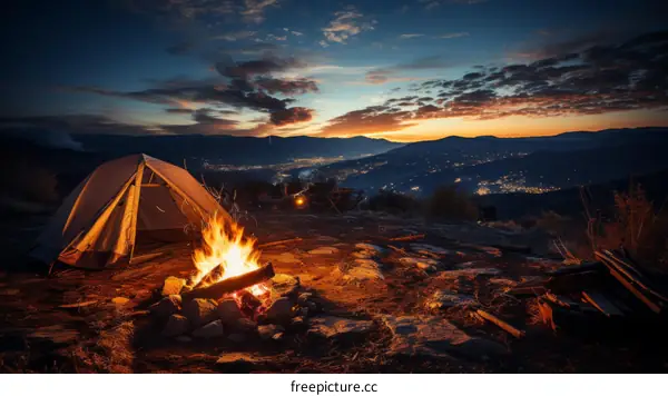 Camping under the stars with a view of the city lights