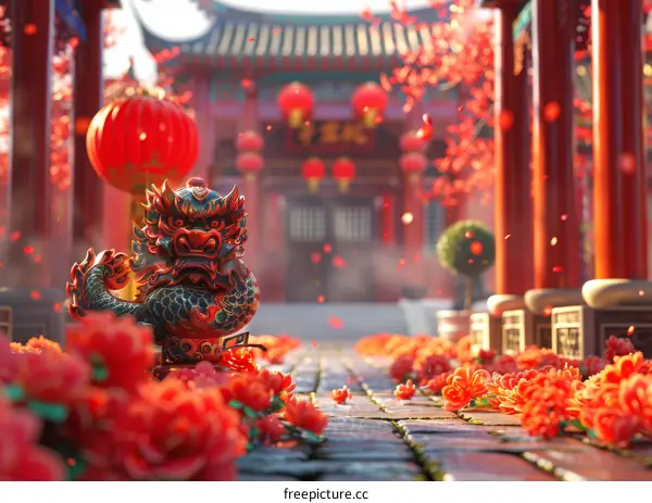Dragon Dance in the Spring Festival