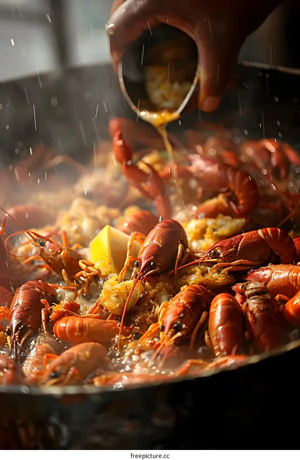 Boiling Crawfish in a Pot