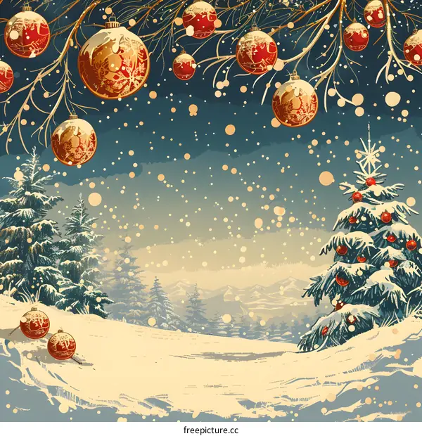 Christmas Snow Scene Illustration