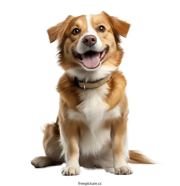 Happy Dog Portrait Against White Background