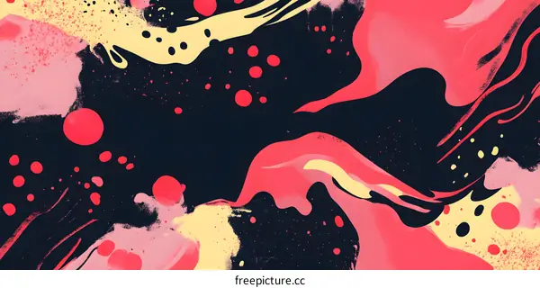 Abstract Art with Pink, Yellow and Black