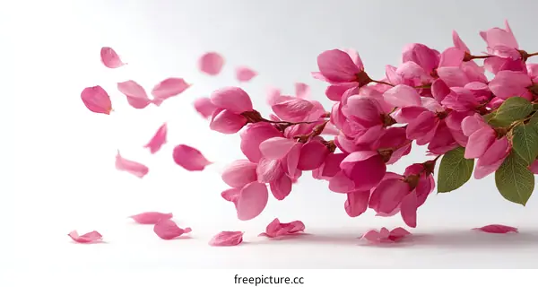 Pink Flower Petals in Flight