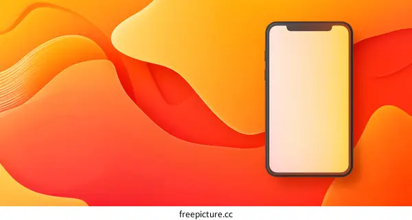 Abstract Orange Background With Phone Mockup