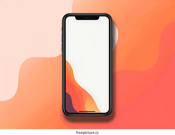 Mobile Phone Mockup With Abstract Orange Gradient Background