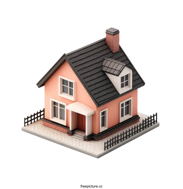 [Transparent Background PNG]Cute Little House Illustration on White Background