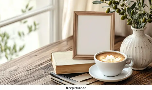 Cozy Coffee Table Display with Blank Picture Frame