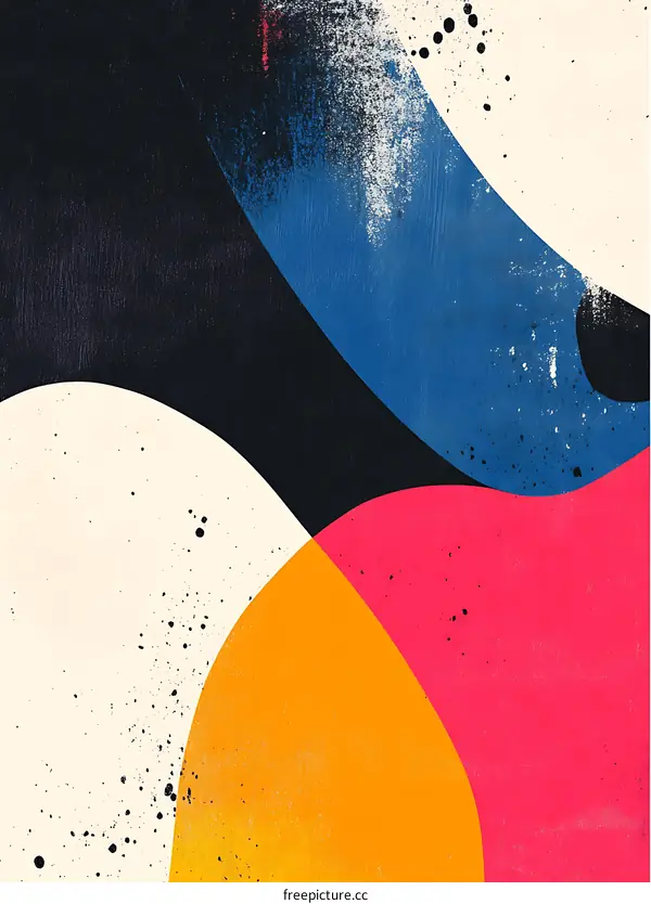 Abstract Geometric Shapes in Blue, Orange, Pink and Black