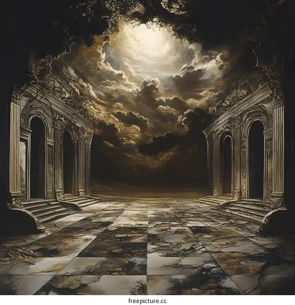 Dark Fantasy Landscape with an Ancient Ruins