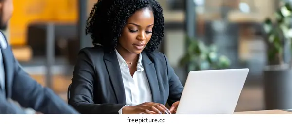 Businesswoman Working On Laptop In Office