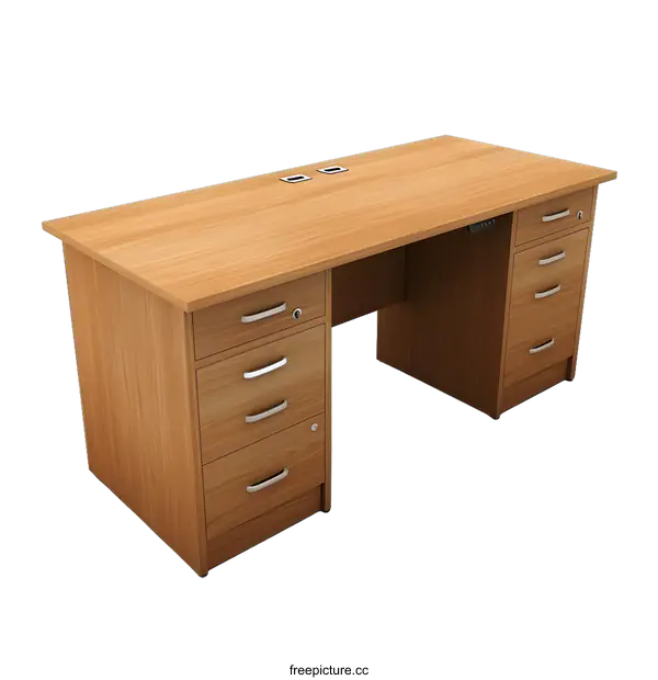 [Transparent Background PNG]Wooden Office Desk With Drawers