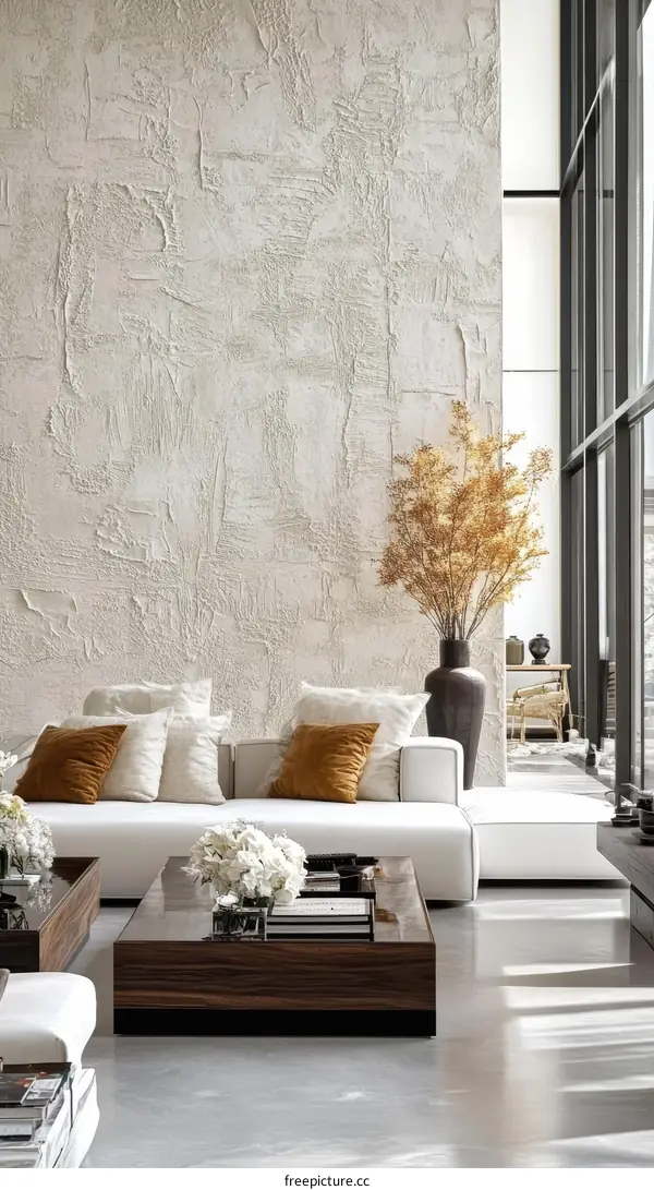 Modern Living Room with Textured Wall