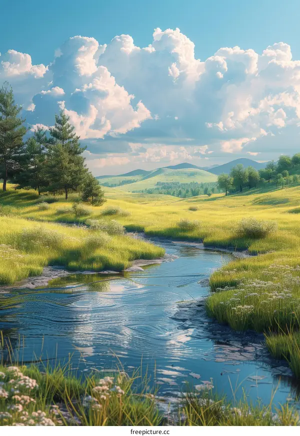 Beautiful Summer Meadow Landscape Painting