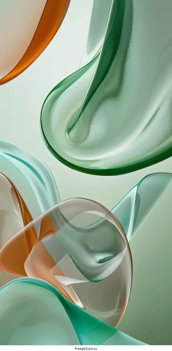 Abstract Green And Orange Shapes Digital Art