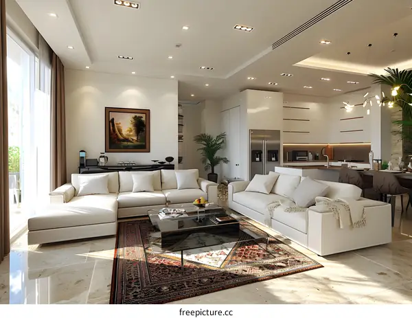 Bright and Airy Living Room With Rug