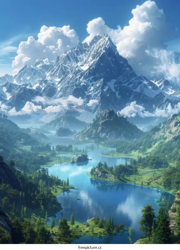 Majestic Mountain Scenery with Crystal Clear Lake