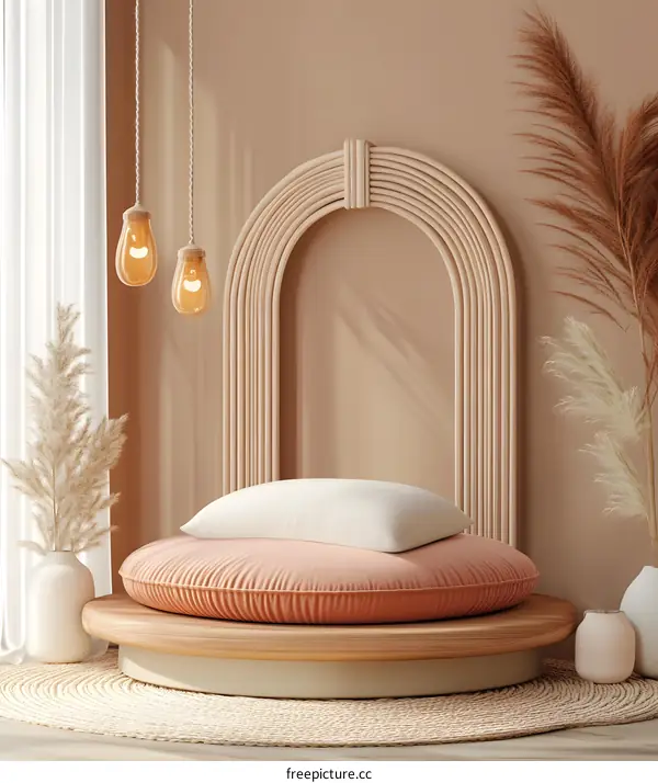 Bohemian Style Interior Design with Arch and Pillows