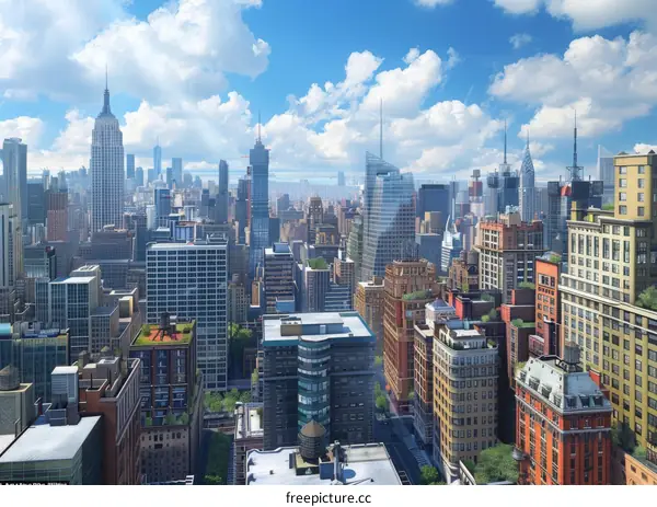 New York City Skyline on a Beautiful Sunny Day