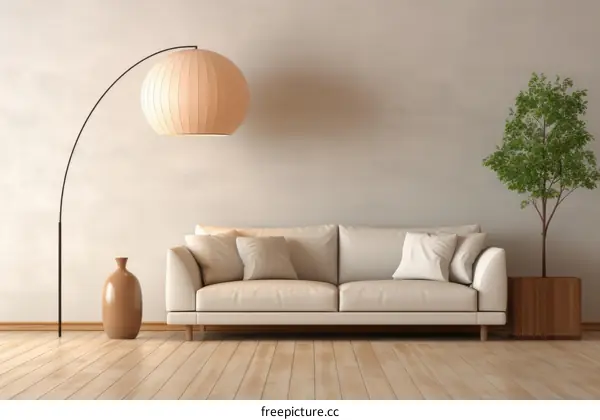 Airy and bright living room with large windows and a minimalist aesthetic