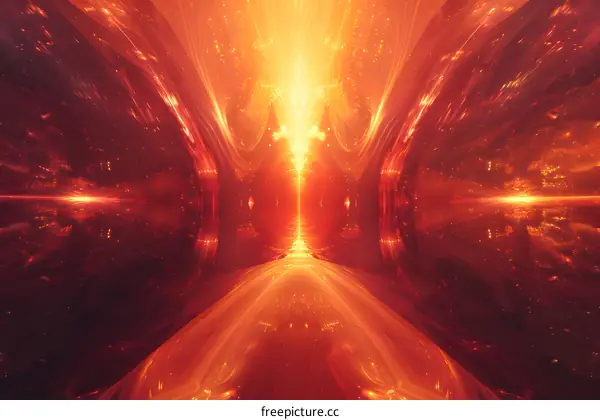 Abstract Red and Orange Light Tunnel