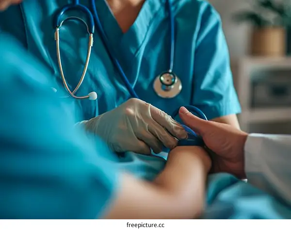 Checking patient's pulse