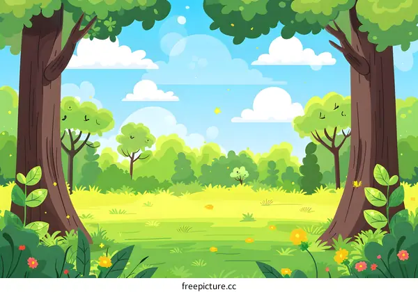 Green Forest Landscape Illustration