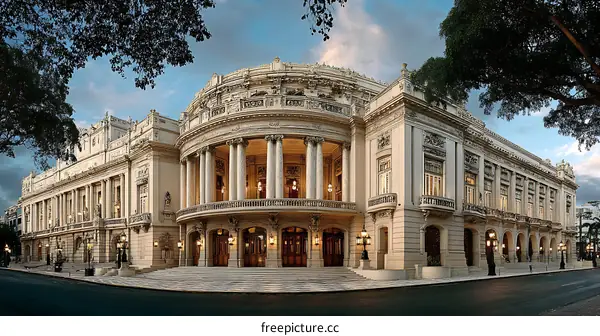 Grand Theatre Architecture Exterior at Dusk