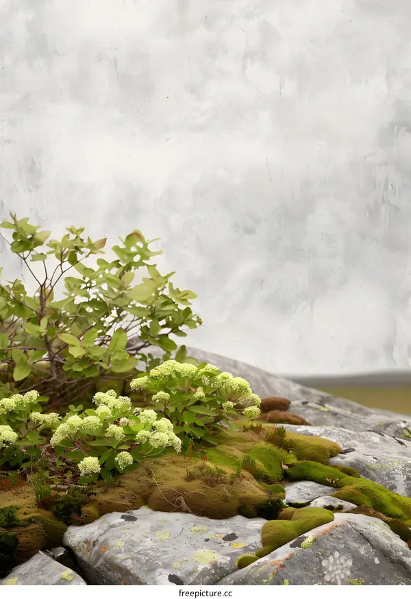 Green Moss Growing On A Rock