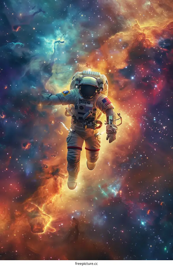 Astronaut Floats in the Vastness of Space