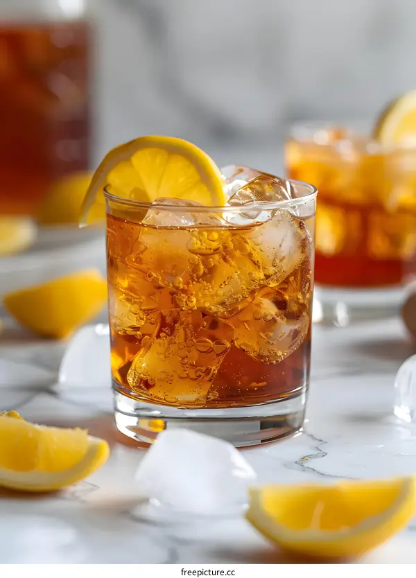 refreshing iced tea with lemon