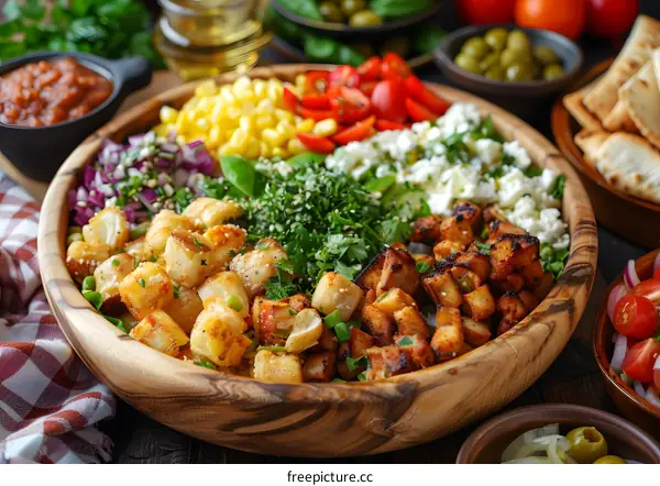 Mediterranean roasted vegetable salad bowl