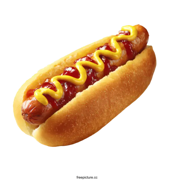 [Transparent Background PNG]Delicious Hot Dog with Mustard and Ketchup