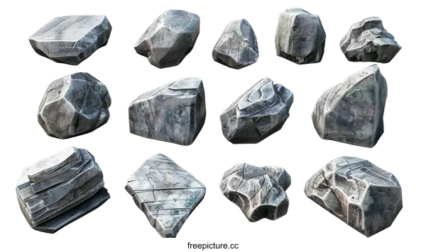 [Transparent Background PNG]Set of Isolated Rocks on transparent background
